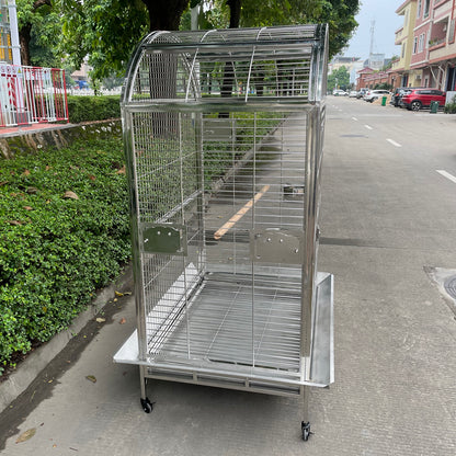 SUS201 Stainless Steel Parrot Cage 100x75x162cm Dome Top Bird Cage Macaw Cage