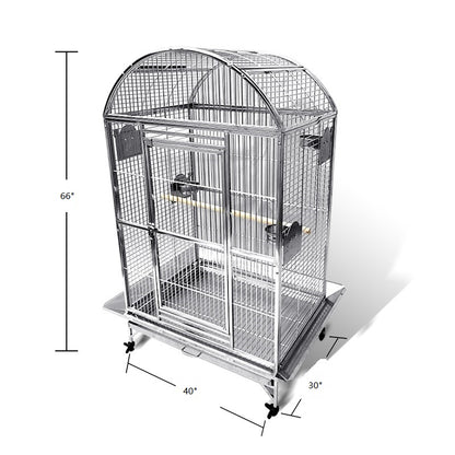 SUS201 Stainless Steel Parrot Cage 100x75x162cm Dome Top Bird Cage Macaw Cage