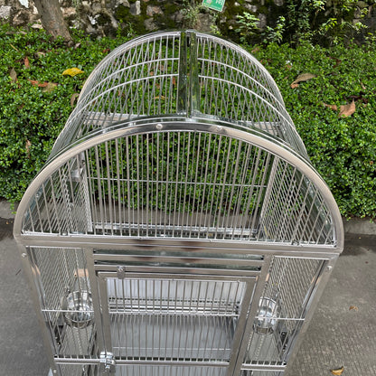 SUS201 Stainless Steel Parrot Cage 60x50x145cm Dome Top Bird Cage Big Macaw cage
