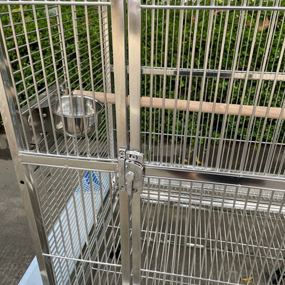 SUS201 Stainless Steel Parrot Cage 70x55x152cm Dome Top Bird Cage Big Macaw