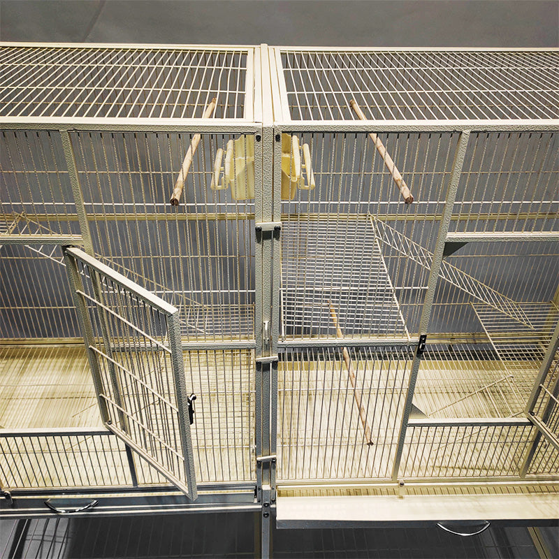 Black Vein Metal Bird Cage Twins Style For Small Pet and Parrot 152x46x 148cm