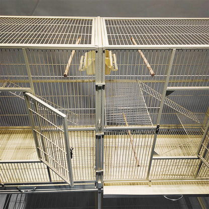 Black Vein Metal Bird Cage Twins Style For Small Pet and Parrot 152x46x 148cm