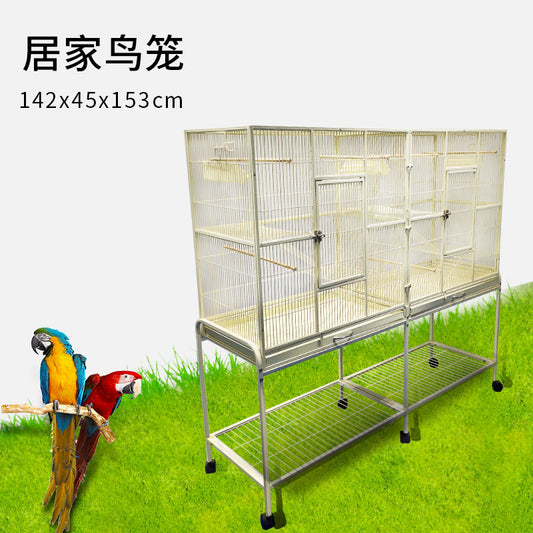 Metal Bird Cage Twins Style For Small Pet and Parrot 152x46x 148cm
