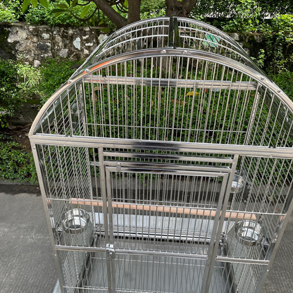 SUS201 Stainless Steel Parrot Cage 90x66x152cm Dome Top Bird Cage Big Macaw Cage