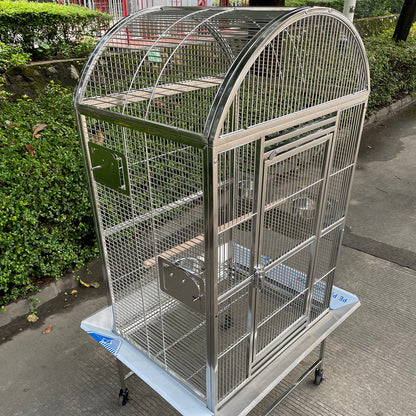 SUS201 Stainless Steel Parrot Cage 70x55x152cm Dome Top Bird Cage Big Macaw