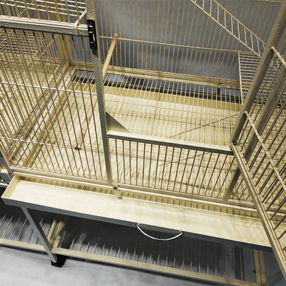 Black Vein Metal Bird Cage Twins Style For Small Pet and Parrot 152x46x 148cm