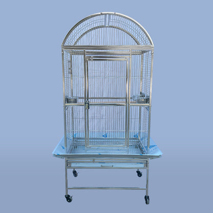 SUS201 Stainless Steel Parrot Cage 60x50x145cm Dome Top Bird Cage Big Macaw cage