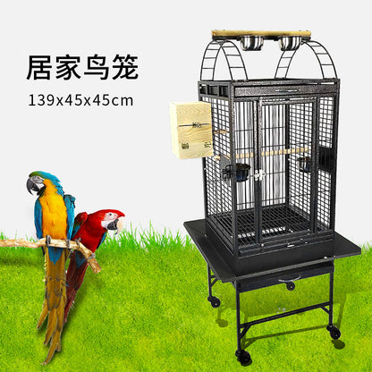 Metal Bird Cage Parrot Cage Play Top Style 46x46x139cm