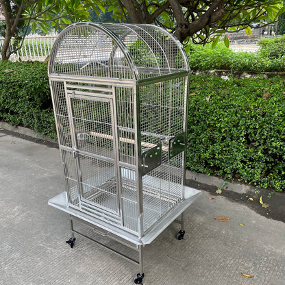 SUS201 Stainless Steel Parrot Cage 60x50x145cm Dome Top Bird Cage Big Macaw cage