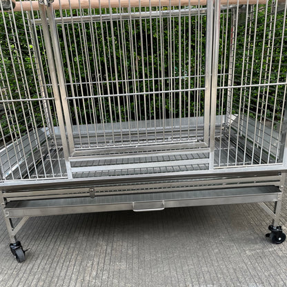 SUS201 Stainless Steel Parrot Cage 90x66x152cm Dome Top Bird Cage Big Macaw Cage
