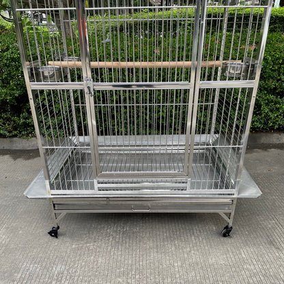 SUS201 Stainless Steel Parrot Cage 100x75x162cm Dome Top Bird Cage Macaw Cage