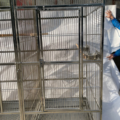 Stainless Steel SUS201 Square Top Twins Style Bird Cage Parrot Cage 56"x28"x75"