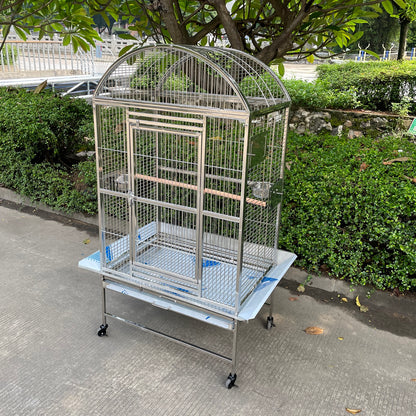 SUS201 Stainless Steel Parrot Cage 80x55x160cm Dome Top Bird Cage Big Macaw