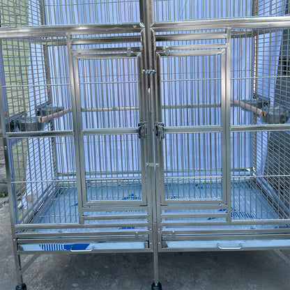 SUS201 Stainless Steel Parrot Cage 127x60x160cm Great Twins Bird Cage Big Macaw