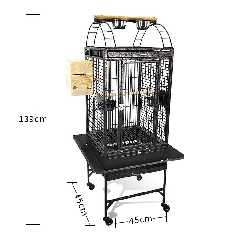 Metal Bird Cage Parrot Cage Play Top Style 46x46x139cm