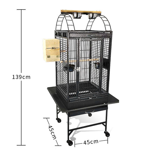 Metal Bird Cage Parrot Cage Play Top Style 46x46x139cm