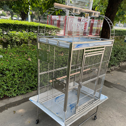SUS201 Stainless Steel Parrot Cage 80x55x160cm Play Top Bird Cage Big Macaw