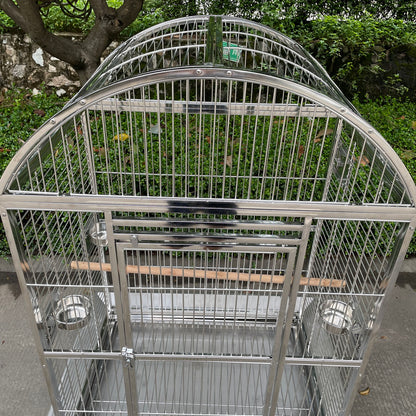 SUS201 Stainless Steel Parrot Cage 100x75x162cm Dome Top Bird Cage Macaw Cage