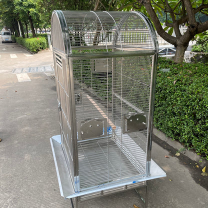 SUS201 Stainless Steel Parrot Cage 70x55x152cm Dome Top Bird Cage Big Macaw