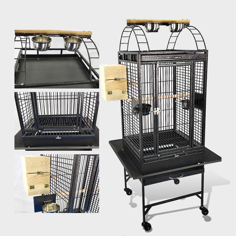Metal Bird Cage Parrot Cage Play Top Style 46x46x139cm