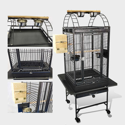 Metal Bird Cage Parrot Cage Play Top Style 46x46x139cm