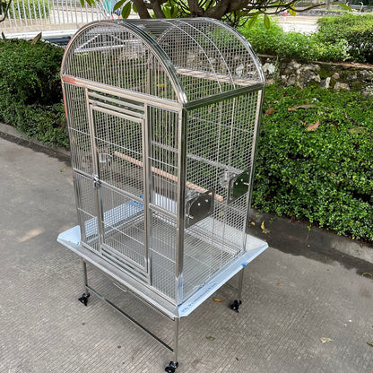 SUS201 Stainless Steel Parrot Cage 70x55x152cm Dome Top Bird Cage Big Macaw
