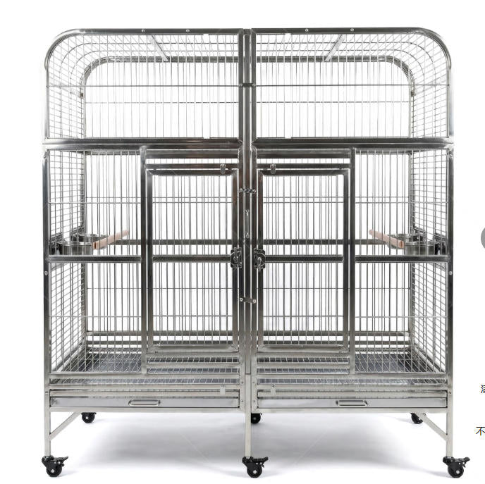 SUS201 Stainless Steel Parrot Cage 127x60x160cm Great Twins Bird Cage Big Macaw
