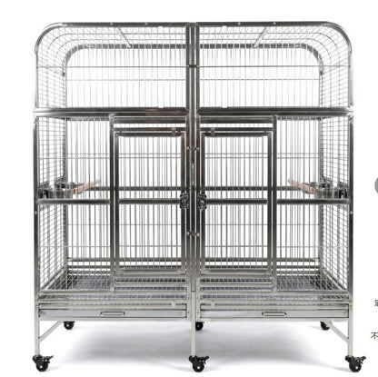SUS201 Stainless Steel Parrot Cage 127x60x160cm Great Twins Bird Cage Big Macaw