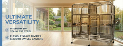 SUS201 Stainless Steel Parrot Cage 127x60x160cm Great Twins Bird Cage Big Macaw