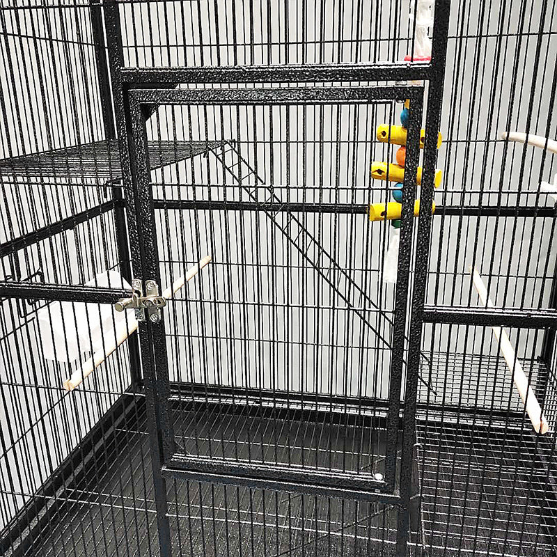 Eggshell White Metal Bird Cage Twins Style For Small Pet and Parrot 76x46x 190cm