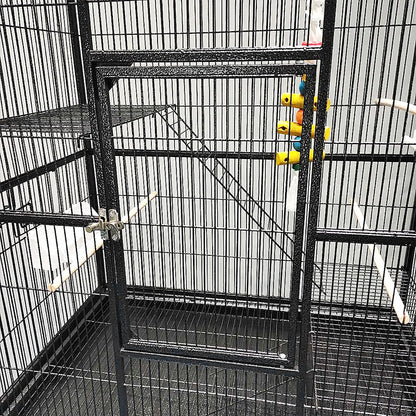 Eggshell White Metal Bird Cage Twins Style For Small Pet and Parrot 76x46x 190cm