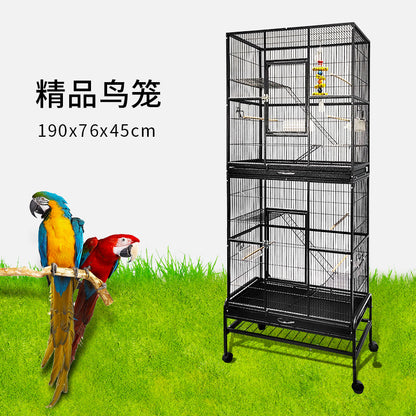 Black Vein Metal Bird Cage Double Style For Small Pet and Parrot 76x46x 190cm