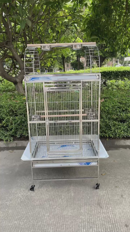 SUS201 Stainless Steel Parrot Cage 80x55x160cm Play Top Bird Cage Big Macaw