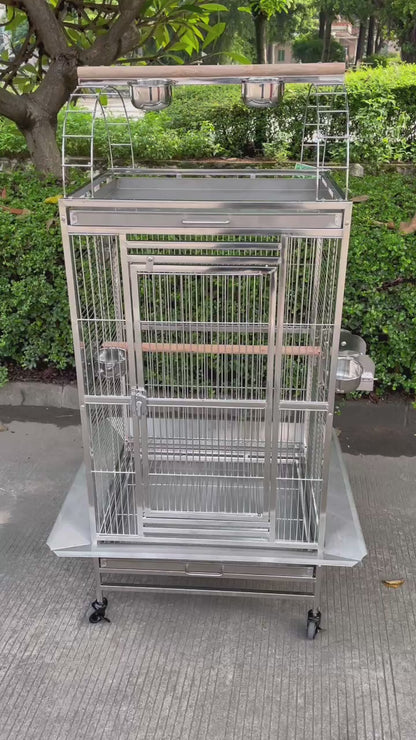 SUS201 Stainless Steel PLAYTOP Style Bird CAGE Parrot CAGE 24"X20"X56"