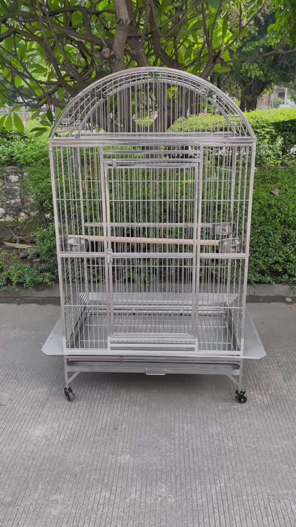 SUS201 Stainless Steel Parrot Cage 90x66x152cm Dome Top Bird Cage Big Macaw Cage